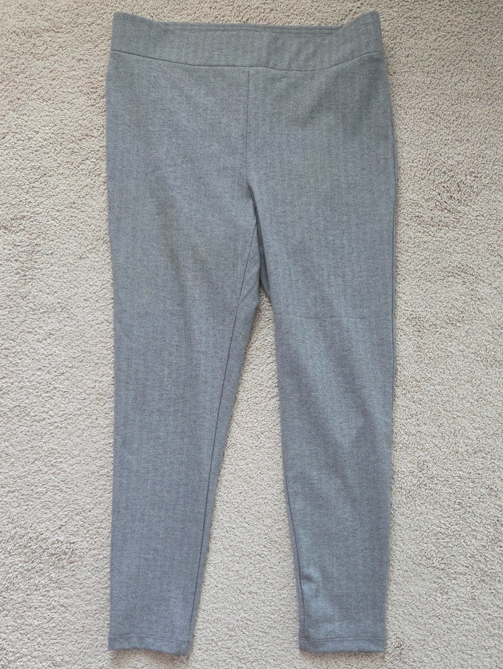 LOFT Light Gray Herringbone Pull-On Leggings